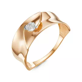 Кольцо из красного золота с фианитом 117017