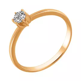 Кольцо из красного золота с фианитом 11-0017-11-01