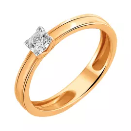 Кольцо из красного золота с фианитом 63210