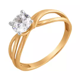 Кольцо из красного золота с фианитом 64001