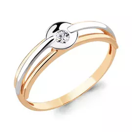 Кольцо из красного золота с фианитом 68010