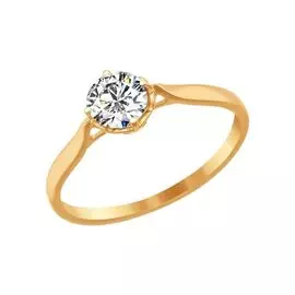 Кольцо из красного золота с фианитом 81010079