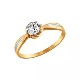 Кольцо из красного золота с фианитом 81010176