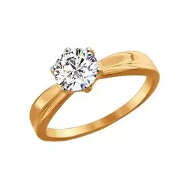 Кольцо из красного золота с фианитом 81010252