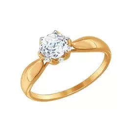 Кольцо из красного золота с фианитом 81010272