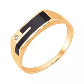 Кольцо из красного золота с фианитом и эмалью 13-1397-11-81