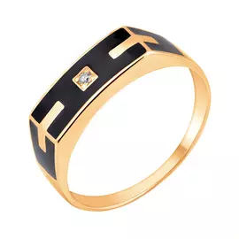 Кольцо из красного золота с фианитом и эмалью 13-1398-11-81