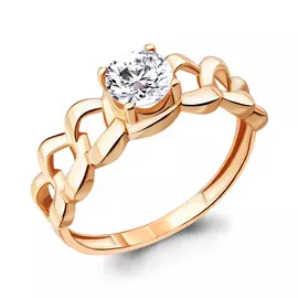 Кольцо из красного золота с фианитом swarovski 66188.1