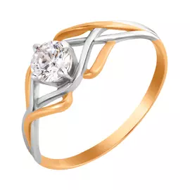 Кольцо из красного золота с фианитом swarovski 66279.1