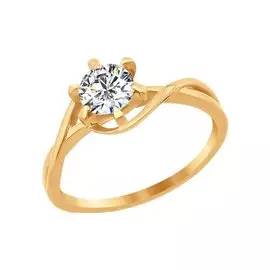 Кольцо из красного золота с фианитом swarovski 81010081