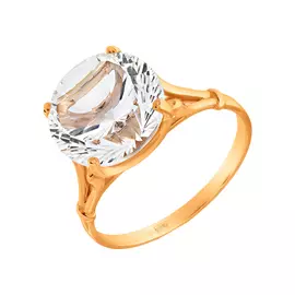 Кольцо из красного золота с горным хрусталем 711218
