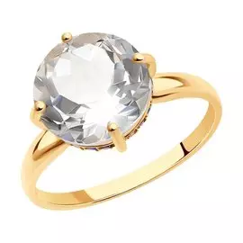 Кольцо из красного золота с горным хрусталем 716218