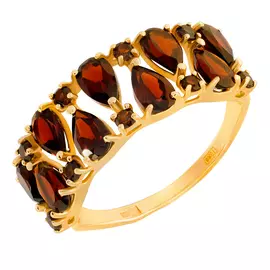 Кольцо из красного золота с гранатами 714434