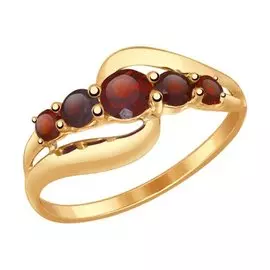 Кольцо из красного золота с гранатами 714536