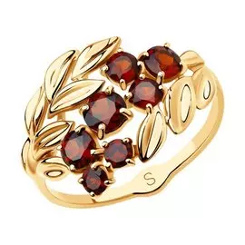 Кольцо из красного золота с гранатами 715376