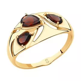 Кольцо из красного золота с гранатами 715646