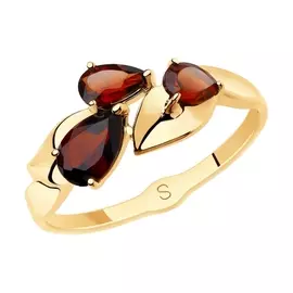 Кольцо из красного золота с гранатами 715652