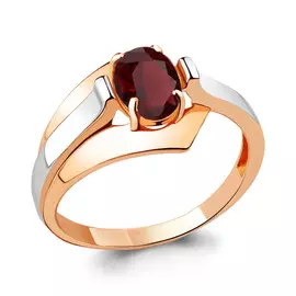 Кольцо из красного золота с гранатом 6593103