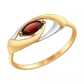 Кольцо из красного золота с гранатом 714634