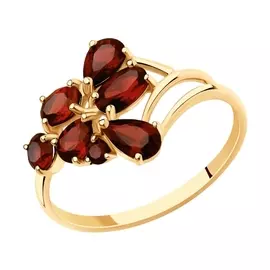 Кольцо из красного золота с гранатом 715737
