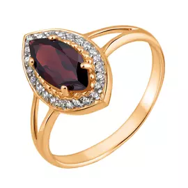 Кольцо из красного золота с гранатом и фианитами 11-0906-11-08