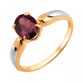 Кольцо из красного золота с гранатом с родированием 11-1803-10-08