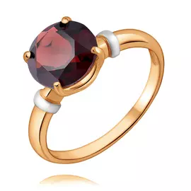 Кольцо из красного золота с гранатом с родированием 11-1839-10-08