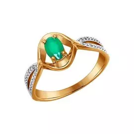 Кольцо из красного золота с хризопразом и бриллиантами 6013011 №14 31