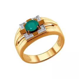 Кольцо из красного золота с хризопразом и бриллиантами 6013044 №15 19