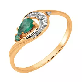 Кольцо из красного золота с изумрудами и бриллиантами 11-9160-11-04