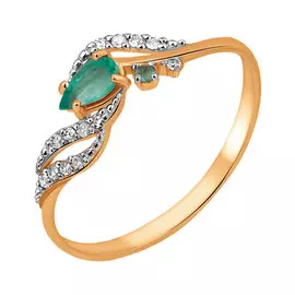 Кольцо из красного золота с изумрудами и бриллиантами 11-9165-11-04