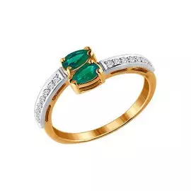 Кольцо из красного золота с изумрудами и бриллиантами 3010010№20