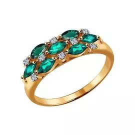 Кольцо из красного золота с изумрудами и бриллиантами 3010090 № 14 45