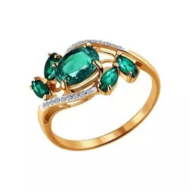 Кольцо из красного золота с изумрудами и бриллиантами 3010410 №13 3