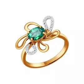 Кольцо из красного золота с изумрудами и бриллиантами 3010449 №12 2