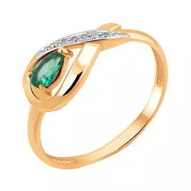 Кольцо из красного золота с изумрудом и бриллиантами 11-9153-11-04