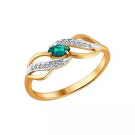 Кольцо из красного золота с изумрудом и бриллиантами 3010271 №14 5