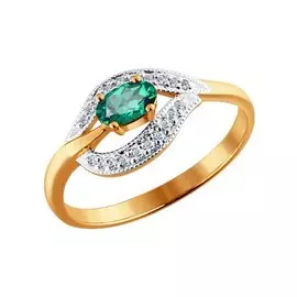 Кольцо из красного золота с изумрудом и бриллиантами 3010283 №11 24