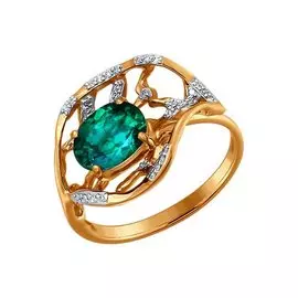 Кольцо из красного золота с изумрудом и бриллиантами 3010415 №13 3