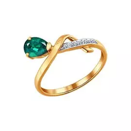 Кольцо из красного золота с изумрудом и бриллиантами 3010429 №12 12