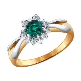 Кольцо из красного золота с изумрудом и бриллиантами 3010538 №15 1