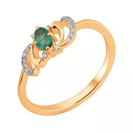 Кольцо из красного золота с изумрудом и бриллиантами C01133R-11-04