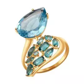 Кольцо из красного золота с кварцем 714432