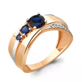 Кольцо из красного золота с наносапфирами и фианитами 64817Б.1