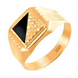 Кольцо из красного золота с ониксом 1100261ак