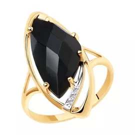 Кольцо из красного золота с ониксом и фианитами 716049