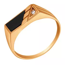 Кольцо из красного золота с ониксом и фианитом 13-0270-11-01