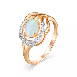 Кольцо из красного золота с опал и шпинелем 8921-1