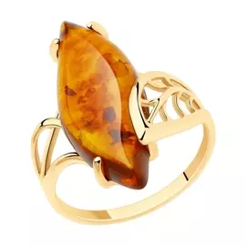 Кольцо из красного золота с янтарем 715773