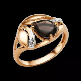 Кольцо из красного золота с раухтопазами и фианитами 009731-1322